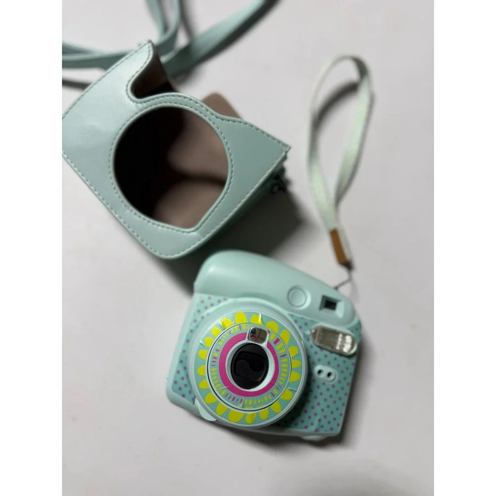 Fujifilm Instax Mini 8 Instant Film Camera Mint Green Polka Dot with Case Strap